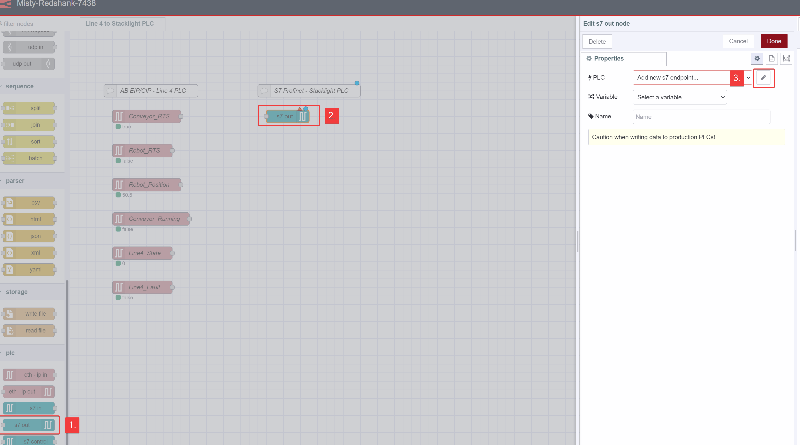 Screenshot of s7 out Node on Palette