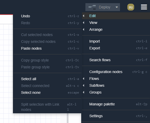 Edit option of the menu's options Edit option of the menu's options