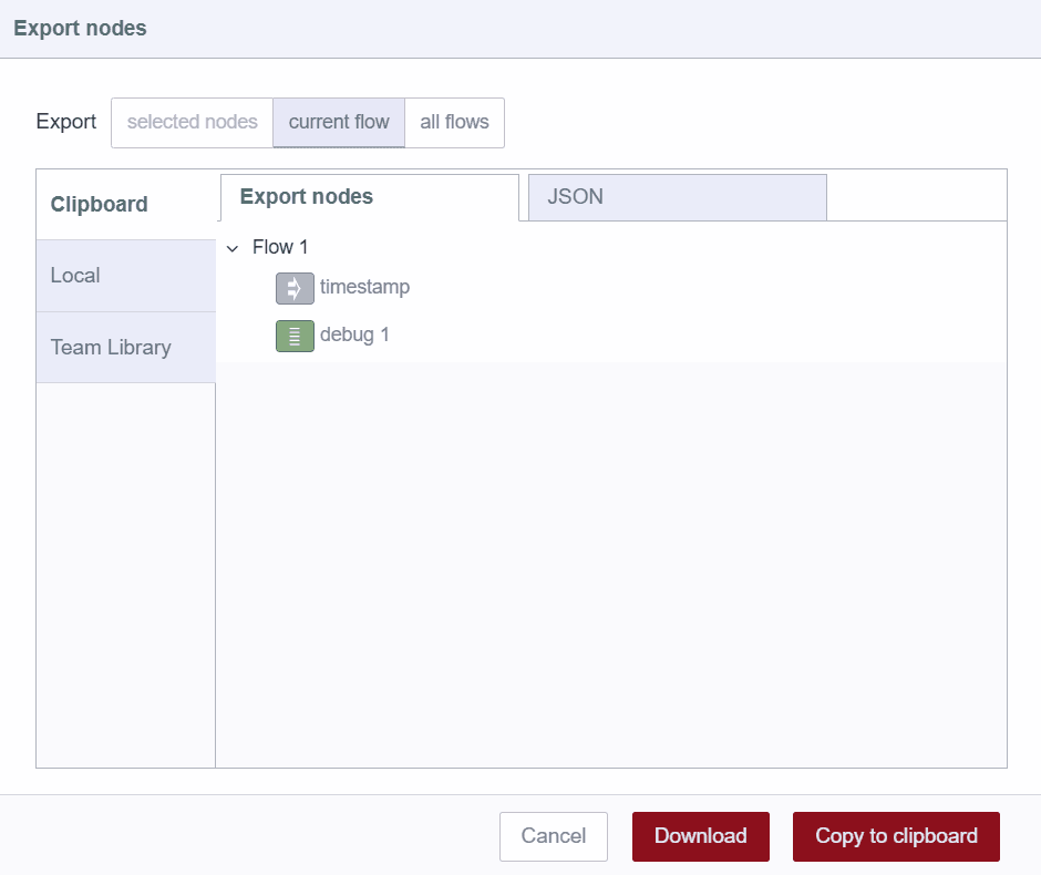 Export option of the main menu's options Export option of the main menu's options